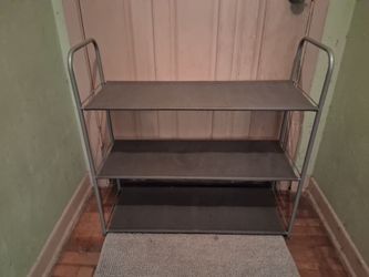 Grey 3 Tier Metal And Cloth Storage Shelf