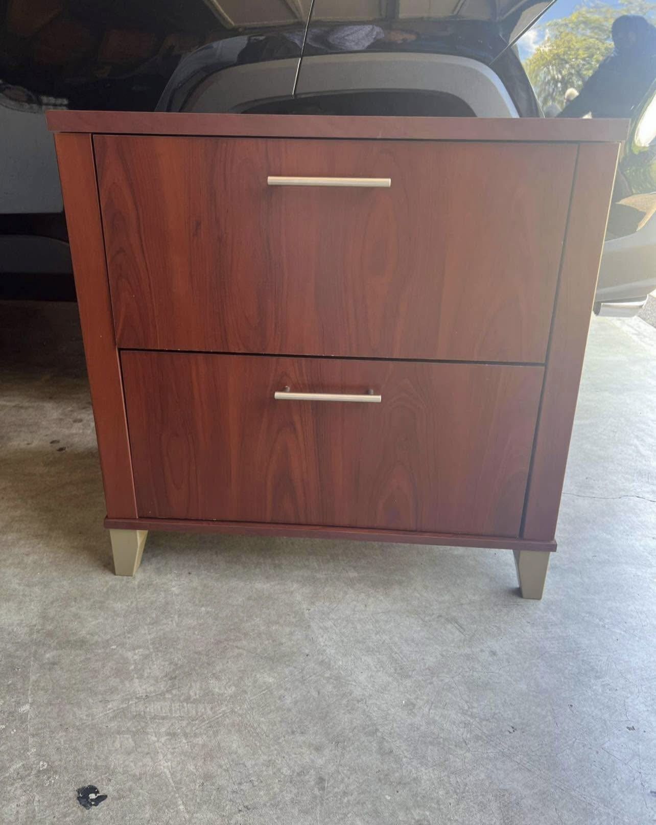 Modern Cherry Wood 2-Drawer File Cabinet / Side