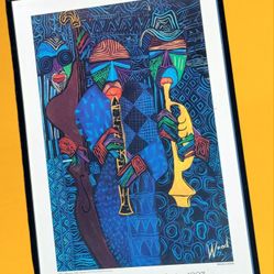 The Black History Jazz Series 1993 Atlanta Art Print By Michele Wood 36" X 25" Framed Music Decor