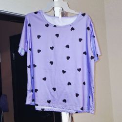 NEW woman Purple With Hearts Pj Set