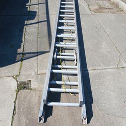 32 ft Werner extension ladder type IAA rated 375 lb. Ladder weighs 74 lb.