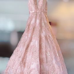 Camille ball Gown/Evening Prom Soft Pink With Pewter Accents