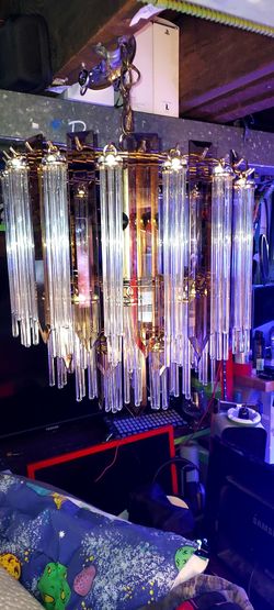 1970s Vintage Glass Chandler 