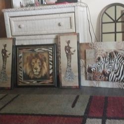 African Print 4 Piece Picture Set