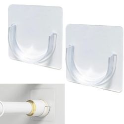 Shower Rod Holder, 4 Packs Tension Curtain Rod Bracket No Drilling, Adhesive Shower Rod Retainer Shower Curtain Rod Holder | Shower Curtain Rod not In