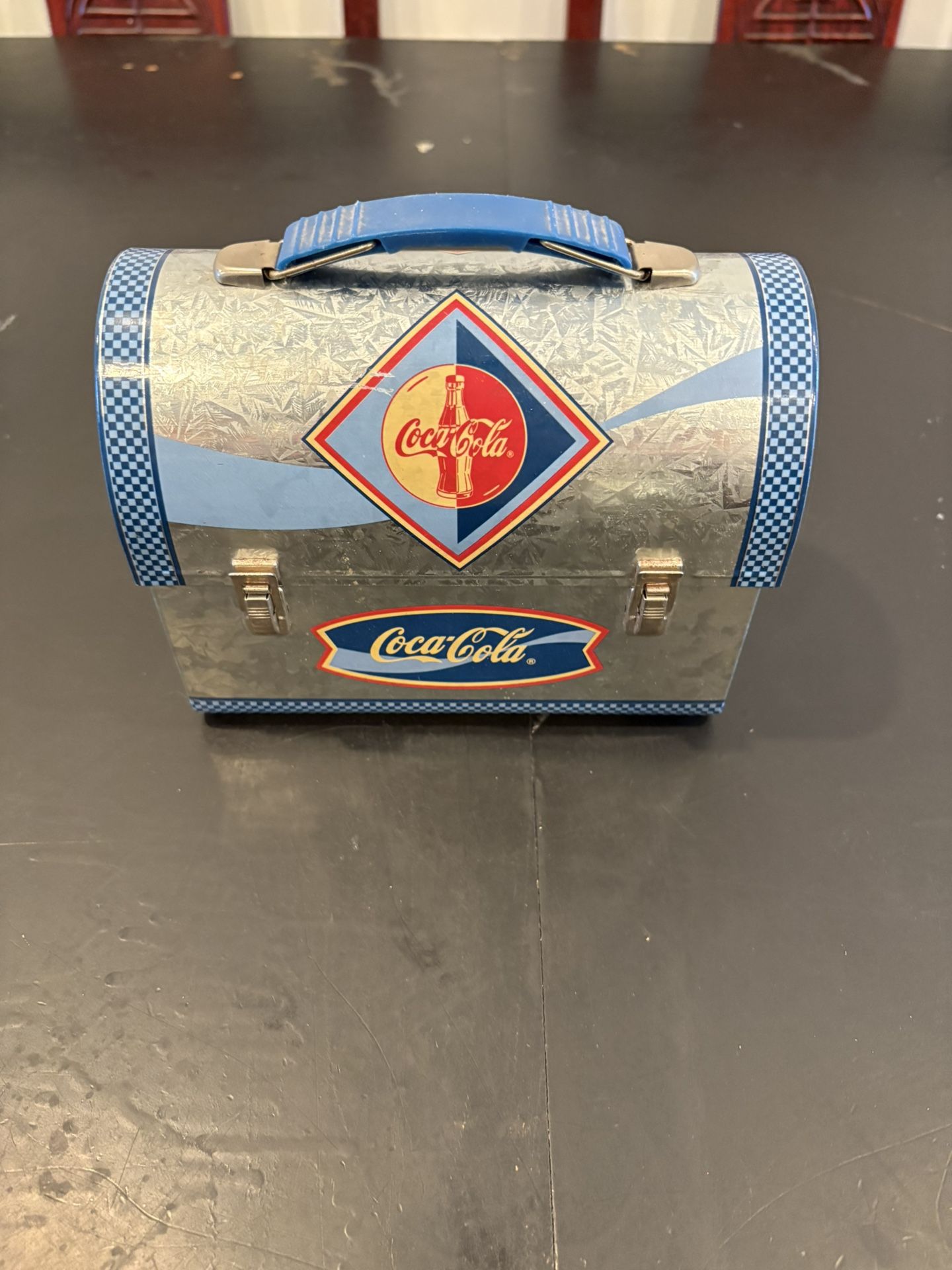 Coca-Cola Retro Metal Lunchbox Tin – Blue Handle – Vintage Style Collectible