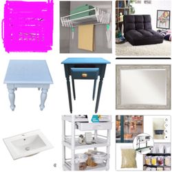 Wall Hanging Clothes Drying Rack, Tables, Sink, Mirror, Lounge Chair And Much More