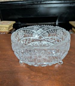 8.5" x 4.5" Vintage Anna Hutte Bleikristall Lead Crystal Fruit / Serving Bowl
