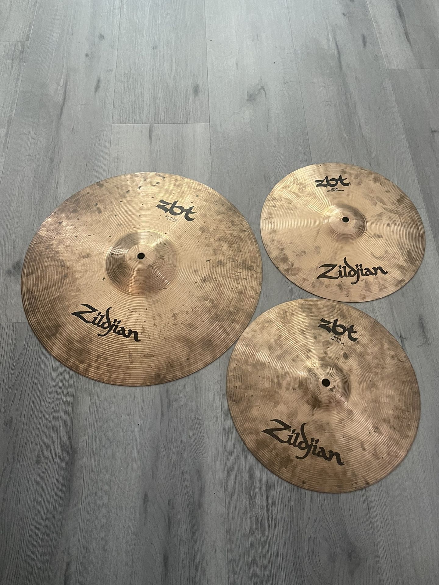 Zildjian Cymbals Set, US Made (18” Crash/ride + 13” Hi-Hats)