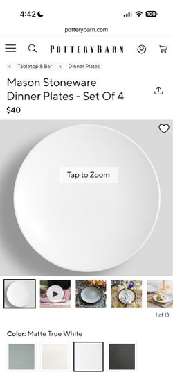 Pottery Barn - Mason Stoneware Dinner Plates - Set Of 4 x 2 ( 8 total plates