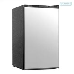 17.5 in 3.2 cu.ft. Compact Mini Refrigerator with Freezer, Reversible Door, Adjustable Thermostat in Silver