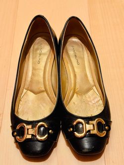 Bandolino Black Flats with Gold Hardware