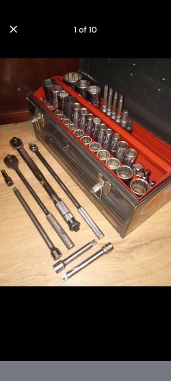 1/2" Drive Set, Vintage Craftsman Toolbox, Torque, Breaker, Ratchet, Sockets, Extensions, Adapters