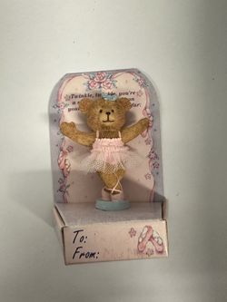 Russ Little Tutu Lavender and White Bear 2” height 