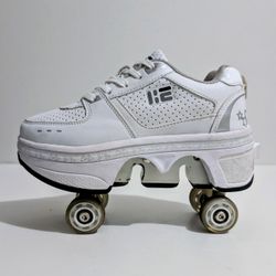Inline 2-in-1 Skate Shoes Adjustable Quad Roller Skate Size EUR 33 | US 2