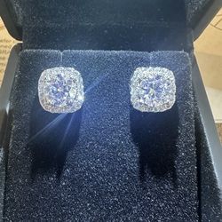 1.00 CT Moissanite Halo Earrings 925 Silver VVS1 Clarity 6.5mm
