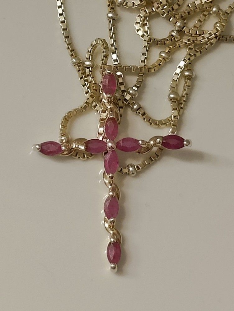 Ruby Cross Necklace
