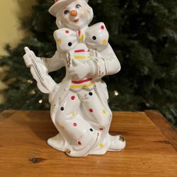 Vintage Sophia-Ann Ceramic Clown With Violin 7.5 Inches Tall