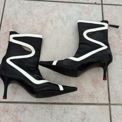 Escada cutout boots vintage shoes rare heels calf high