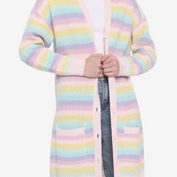 Pastel Rainbow Stripe Women’s Cardigan | Hot Topic