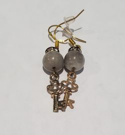 Gray Key Earrings