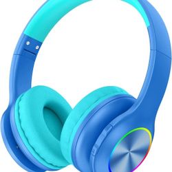New 2023 BLUETOOTH Kids Headphone Fit For Aged  3-21 COLORFUL LED LIGHTS WITH MICROPHONE 94DB