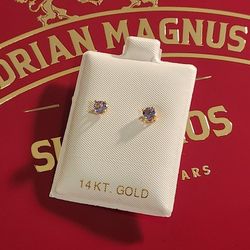 Vintage 14k 14 Karat Gold .50ctw Tanzanite Stud Earrings New