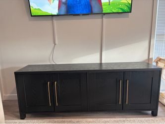 Henn&Hart Rectangular TV Stand for TV's up to 80" in Black Grain, TV Stands for the Living Room