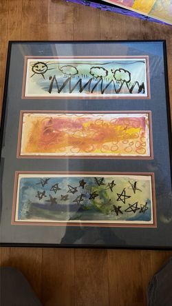 Framed Watercolor Art Triptych
