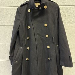 Women’s Michael Kors Black Wool Pea coat With Gold Buttons