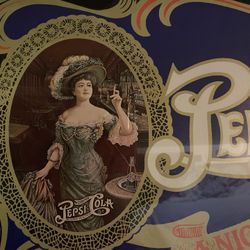 Vintage Pepsi Gibson Girl Framed Picture Drink Cola A Nickel Drink Worth A Dime
