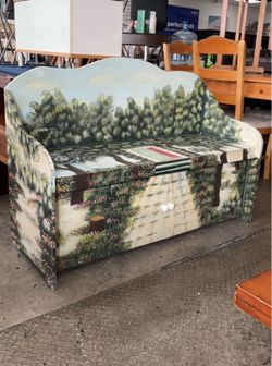 Vintage Garden-Themed Storage Bench