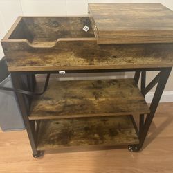 Side Table On Wheels With USB & Outlets 