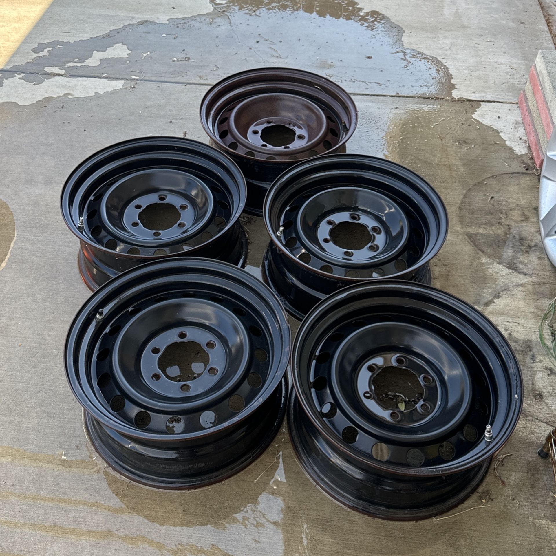 Toyota FJ Cruiser Black Steel Wheels Set Of 5 Steelies