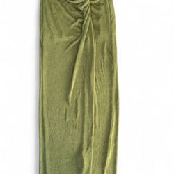 Green Velvet Skirt W Slit