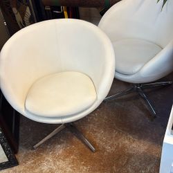 Swivel Chair Set Leather White Modern 