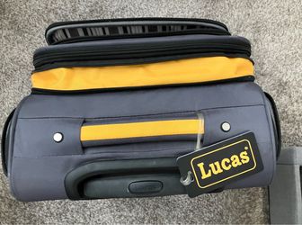 Lucas Rolling Spinner Suitcase Luggage Gray Yellow Expandable Travel Bag