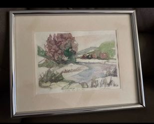 Original Signed Watercolor “Santa Fe Earth” by Cardrais — Gallery Framed Southwest Art