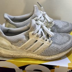 Used Adidas Ultraboost Triple White Size 8 Men's