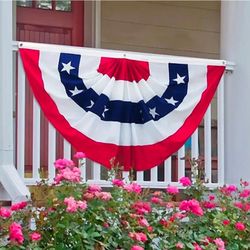 American Half Fan Banner Embroidered & Stitched Heavy Duty $20 Ea Firm On Price