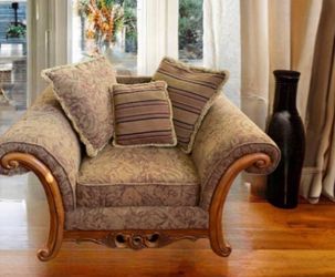 Traditional Upholstered Armchair with Wood Frame