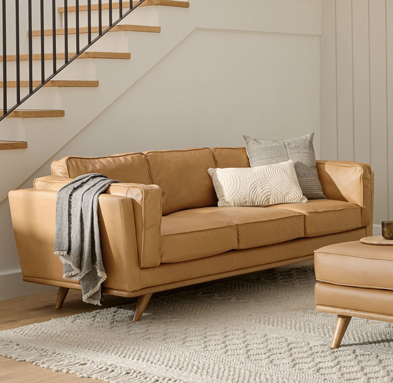 ARTICLE Timber 90" Leather Sofa - Charme Tan