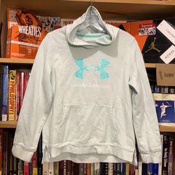 UNDER ARMOUR-youth light turquoise LOOSE long sleeve hooded graphic sweatshirt