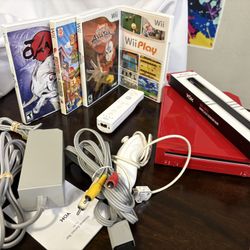 Nintendo Wii Red Anniversary Edition With Games
