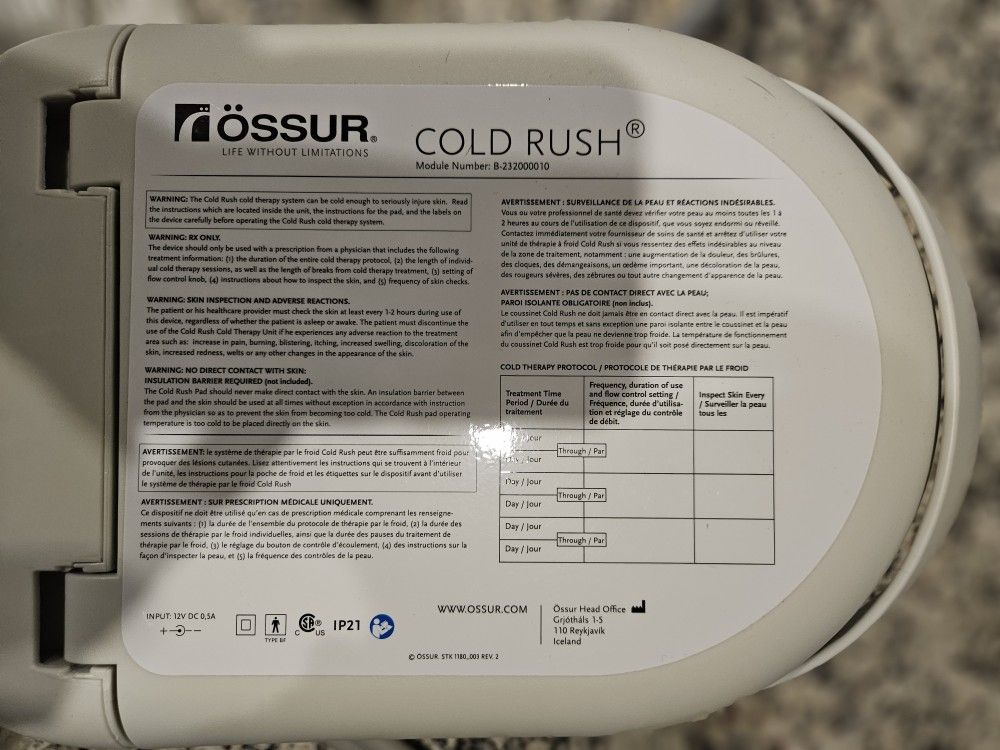 Ossure Cold Pack Machine