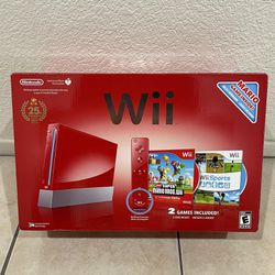 Nintendo Wii 25th Anniversary Super Mario Bros Red Edition 