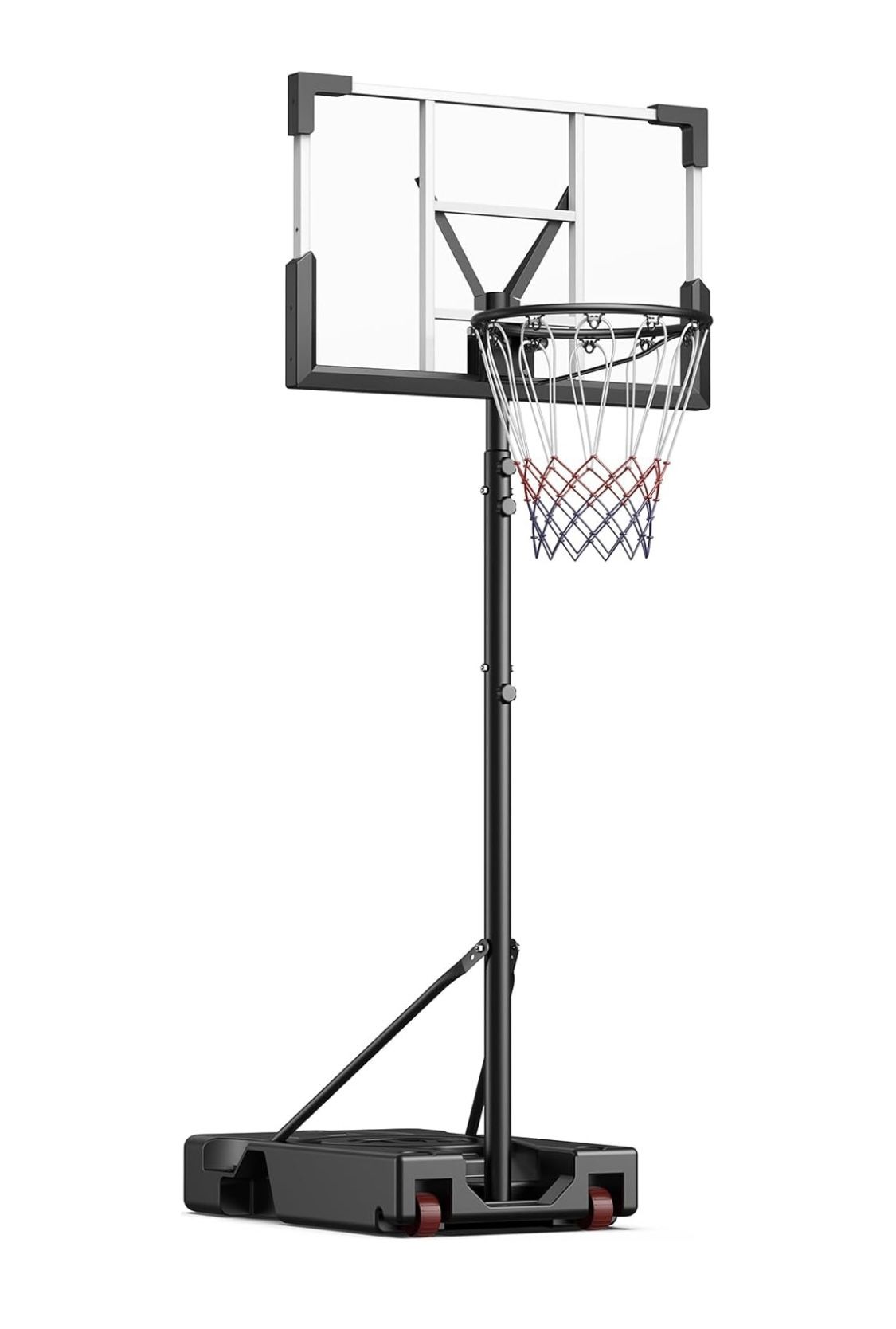 Basketball Hoop Outdoor, 10FT Adjustable Height, Portable Basketball Hoops Goal Court System w/ 45in Shatterproof Backboard