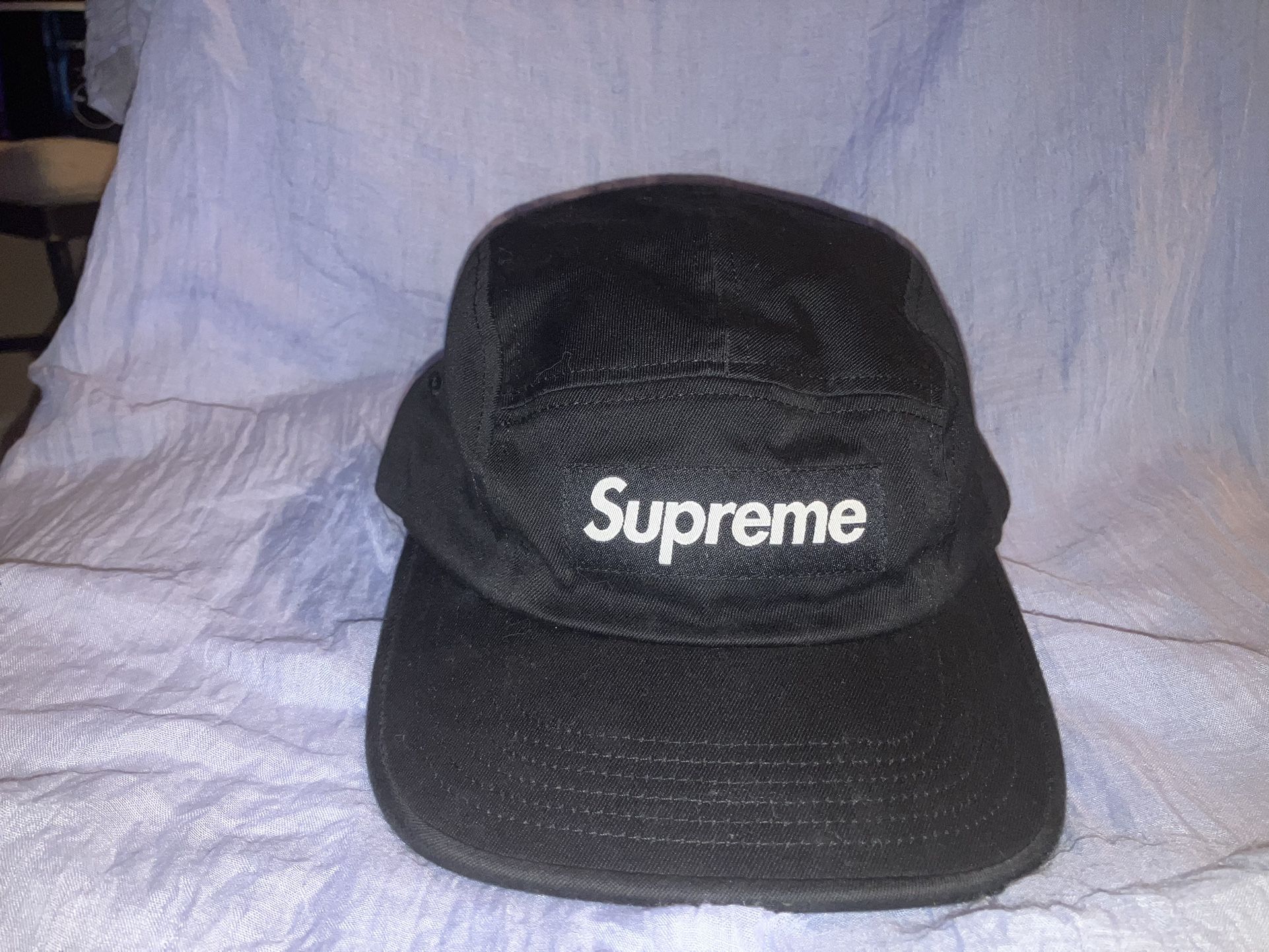 Black Supreme Hat With Leather Strap Hi