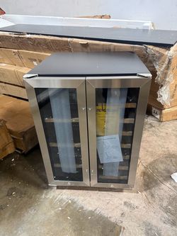 24 in. Dual Zone 18-Wine Bottles and 88-Cans Beverage and Wine Cooler in Stainless Steel with Adjustable Feet, Frostless