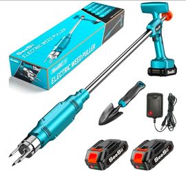 SEESII Next-Gen Electric Stand Up Weed Puller Tool with 20000RPM High-Torque Motor, Battery Powered Garden Weeder 3-Claw Steel Head for Smooth Weeding